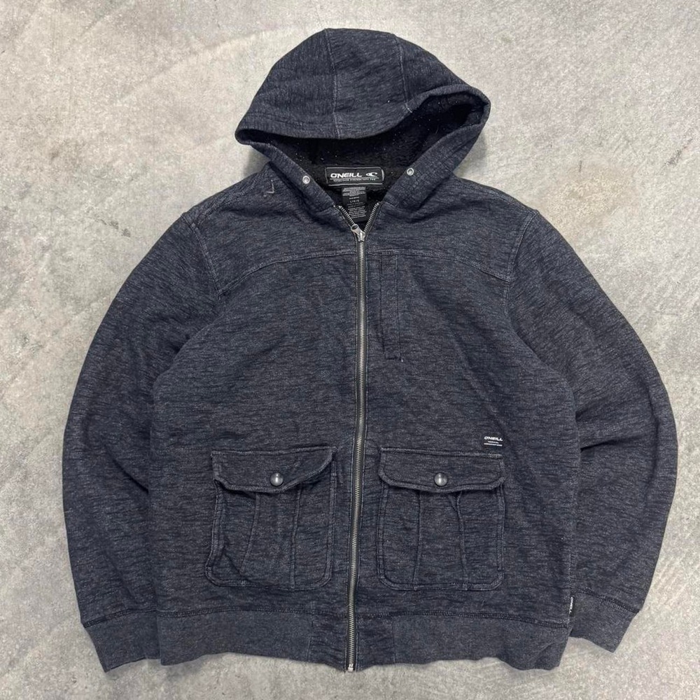 O'Neill Mens Sherpa Lined Full Zip Hoodie Sweatshirt Surf Gray Large Fits Medium